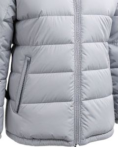 Men <b>Light</b> Grey Hooded Puffer <b>Jacket</b> Warm Quilted Cotton Filled Winter Outerwear Zipper Pockets Casual Streetwear 100% Nylon - Product Image 4