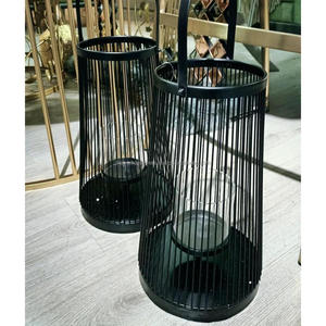 Portavelas de Pilar negro y dorado, farol para decoración del hogar, linternas de Metal, artesanías de Metal, decoración de jardín de Navidad, juego de portavelas - Product Image 5