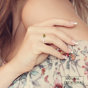 Anillo apilable clásico de plata de ley 925 para niños, con engaste de bisel, diseño de abeja, gema en forma de nube, rebanada natural elegante - Product Image 5