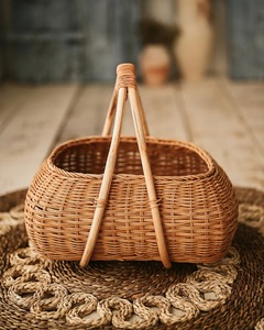 Hand Woven Wicker <b>Storage</b> <b>Basket</b> with Handles 3-6L Capacity 5kg Load - Product Image 2