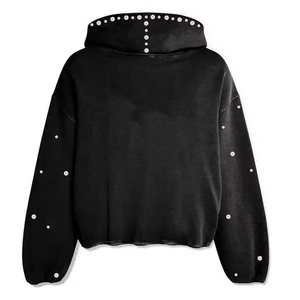 Camiseta de Manga Larga para Hombre, Estilo Urbano, Personalizada, 100% Algodón Grueso, Lavada, con Estampado Completo y Pedrería Cuadrada en Toda la Superficie - Product Image 2