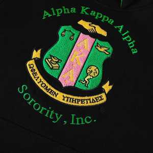 เสื้อฮู้ด AKA Black Prep Unisex สีเขียวชมพู ปักอักษรกรีกด้วยไหมเชนีล ทรงพรีเมียม - Product Image 3