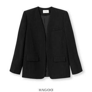 B459 <b>Women</b> Woven Anti-Wrinkle Blazer <b>Jacket</b> Solid Color Long Sleeve Regular Length Pocket Outerwear for Office and Casual Wear - Product Image 5