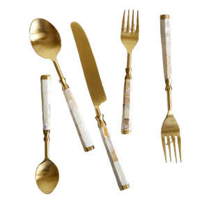 Juego de cubiertos metálicos modernos para restaurante, mesa de comedor, cocina, elegante acabado de artesanía premium. - Product Image 1