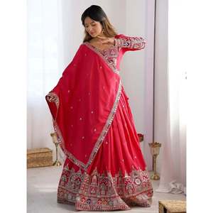 Magnetic Pink Crepe Silk Designer Lehenga Choli for <b>Wedding</b> - Product Image 6