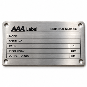 Plaque signalétique métallique imprimée personnalisée pour équipement industriel avec logo, numéro de modèle et numéro de série – Fournisseur OEM - Product Image 3