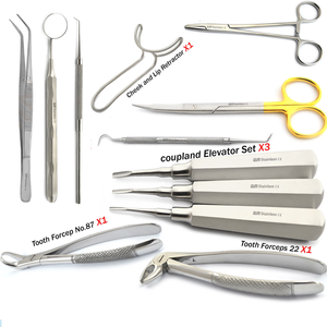 Dental Orthodontic <b>Tools</b> Kit Set 12 Extraction Forceps Surgical Microsurgery Manual Stainless Steel Reusable Dogmatic - Product Image 2