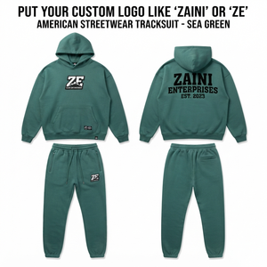 ชุดวอร์มผู้ชาย ZAINI 350 กรัม ผ้าฝ้าย 100% สีเขียวเข้ม ระบายอากาศได้ดี สไตล์สตรีทแวร์ ชุดฮู้ดดี้และกางเกงจ็อกเกอร์สำหรับฤดูหนาว - Product Image 1