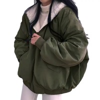 Manteau d'hiver rembourré en coton avec doublure polaire réversible en polyester acrylique OEM pour femme, veste épaisse à capuche zippée style coréen