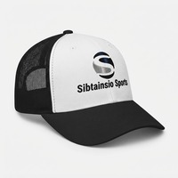 Casquette de baseball trucker en maille avec logo brodé personnalisé, noire et blanche, réglable, style snapback, pour le sport et les loisirs, protection solaire