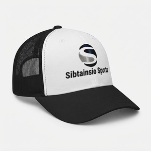 Gorra de béisbol tipo trucker de malla con logo bordado personalizado, negra y blanca, ajustable, estilo snapback, casual, deportiva, para el sol. - Product Image 2