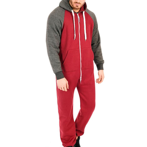 Customizable <b>Men's</b> Onesie Sleepwear Manufacture Hooded Breathable Solid Fleece <b>Pajamas</b> With Plush Sleeves Jumpsuit <b>Men's</b> - Product Image 1