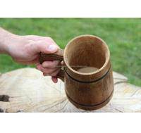 Taza de Madera Ecológica Grabada Personalizada y Jarra de Cerveza Hecha a Mano con Asa para Regalos, Vino, Viajes y Uso Doméstico