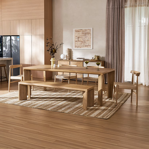 Juego de Comedor Moderno de Madera, 6 Sillas con Respaldo Sólido, Mesa Rectangular, Estilo Escandinavo, Muebles Duraderos para el Hogar - Product Image 1