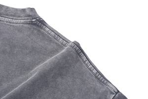 Venta al por mayor 250gsm100% algodón hombres cuello redondo lavado con ácido camiseta de alta calidad cómodo ocio con logotipo personalizado - Product Image 3