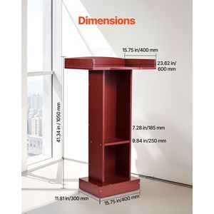 Elegante supporto per podio in legno da 41 pollici con ripiano portaoggetti per aula e chiesa per i mobili per la scuola - Product Image 4