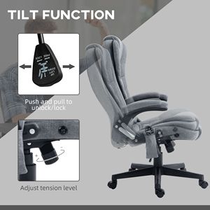 Chaise de bureau exécutive à dossier haut avec sensation de lin, fonction massage et chauffage lombaire - Product Image 3
