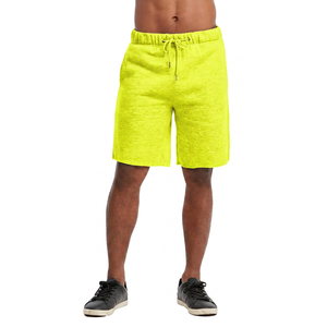 Shorts Bermuda Homme Gris Uni en Coton Molletonné Taille Mi-Haute avec Cordon de Serrage Style Jogger Décontracté Respirant Tricoté - Product Image 4