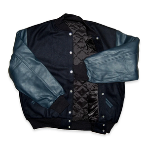 Stand Collar Black Wool & Orange <b>Leather</b> Varsity Letterman <b>Jacket</b> for <b>Winter</b> Season Chicago <b>jackets</b> - Product Image 6
