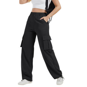 Pantalones Cargo de Color Sólido para Mujer, Elegantes y Cómodos, con Bolsillos, Estilo Deportivo Informal, MOQ Bajo - Product Image 1