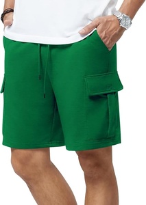 Men's Casual <strong>Lime</strong> <strong>Green</strong> Drawstring Cargo Plaid Woven Breathable Quick Dry Needle Detection Bermuda <strong>Shorts</strong> Pockets Mid Waist 100% - Product Image 3