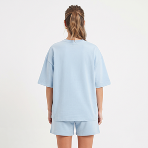Vêtements d'été pour femmes 2026 – Ensemble short et t-shirt en coton bleu ciel pour femmes, personnalisé, idéal pour le fitness et la gym - Product Image 3