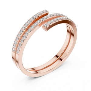 Modern <b>Wrap</b> Lab Grown Diamond Ring in Rose Gold | Elegant Triple Row Open Band Statement Ring for Women Jewelry - Product Image 4