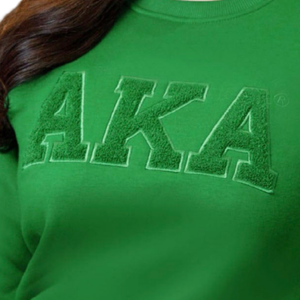 เสื้อสเวตเชิ้ตผ้าเชนิลสีเขียวเข้มสำหรับผู้หญิง ปักลายตัวอักษรกรีก คุณภาพพรีเมียม คอกลม - Product Image 6