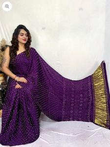 High Quality Bandhani <b>Saree</b> with Hand Tie Dye Work Pure Silk Fancy <b>Saree</b> - Product Image 3