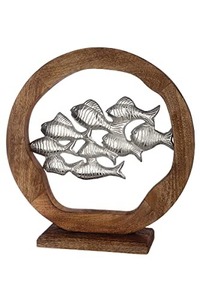 45 cm Height 13 cm Jaffs Exports Handmade Aluminium Fish Sculpture Modern Circular Coastal <b>Decor</b> Tabletop Art for Housewarming - Product Image 4