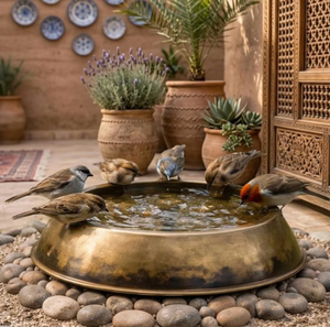 Baño para Pájaros Creativo de Latón, Redondo, de Metal, Cobre y Hierro, para Montar en Terraza, Spa para Pájaros, Cuenco para Baño de Aves - Product Image 2