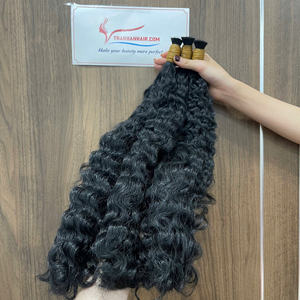 Extensions de cheveux bouclés birmans en stock, mèches de cheveux humains vierges bruts vietnamiens, cheveux bouclés birmans en différentes tailles - Product Image 1