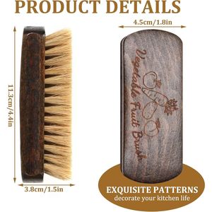 2-Pack <b>Vegetable</b> <b>Brush</b> Set with Wood Handle for Scrubbing Potatoes Carrots Corn Mushrooms - Product Image 3
