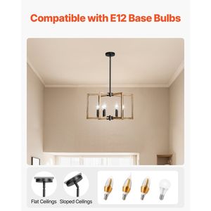 Lustre moderne en métal à 6 lumières, style farmhouse, hauteur réglable, luminaire suspendu pour salle à manger, certifié CE - Product Image 5