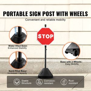 Supporto Portatile per Cartello di Parcheggio con Palo in Ghisa da 1,5 m e Base con Ruote in Plastica Dura, Movibile - Product Image 2
