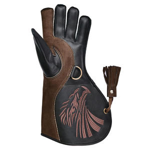 Gant de fauconnerie en cuir avec broderie d'aigle, marron et noir, design durable pour la chasse en toutes saisons, taille unique, style luxueux - Product Image 2