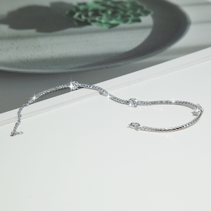 Moissanite Bracelet Sterling Silver Dainty Adjustable Chain Sparkling Accent Stones Anniversary Wedding <b>Gift</b> - Product Image 2