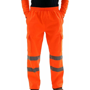 Men's <b>High</b> Visibility Work Pants With Reflective Stripes And <b>Knee</b> Patches Polyester Working Safety Pant - Product Image 4