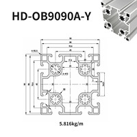 Profilé en aluminium à rainures en T robuste 9090 pour cadre de machine d'automatisation, convoyeur, établi, garde-corps de robot