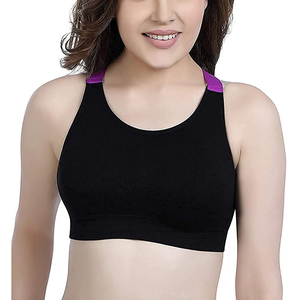 เสื้อชั้นในกีฬาสำหรับผู้หญิงไซส์ใหญ่ แบบมีโครงรองรับปานกลาง สายไขว้หลัง ระบายอากาศได้ดี เป็นมิตรกับสิ่งแวดล้อม แห้งเร็ว แผ่นรองถอดออกได้ - Product Image 6