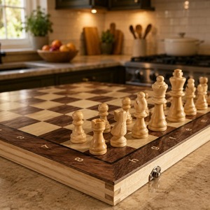 Juego de ajedrez de madera artesanal de lujo, tablero de ajedrez profesional Staunton, juego de mesa plegable con estuche de almacenamiento portátil para regalo - Product Image 6
