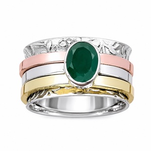 925 Sterling Silver Green Onyx <b>Spinner</b> <b>Ring</b> Handmade Bohemian Fidget <b>Ring</b> Natural Gemstone Jewelry Women - Product Image 1