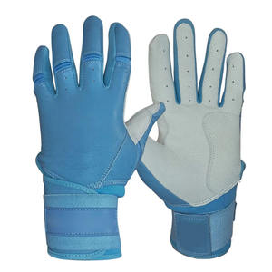 New Sky <b>Blue</b> Leather Baseball Batting Gloves Breathable Perforated Palm Grip Control Adjustable Wrist Closure XXL/XL Quick-Dry - Product Image 1