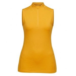 Chaleco sin mangas para mujer con cremallera, amarillo liso, transpirable, antibacteriano, ligero, de secado rápido, tejido de punto - Product Image 1