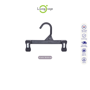 ไม้แขวนเสื้อพลาสติกขนาด 6 นิ้ว พร้อมคลิปหนีบ (ไม่มีแผ่นยาง) แพ็ค 10 ชิ้น ทนทาน ใช้จัดระเบียบตู้เสื้อผ้า มีบริการ OEM - Product Image 1