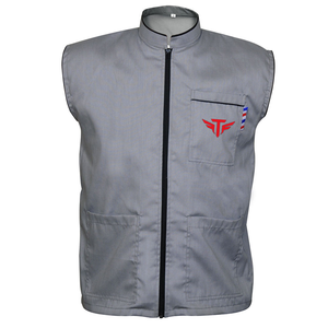 Chaleco sin Mangas de Lona Gris para Hombre de Tactus Industries, Cuello Alto, Cierre de Cremallera, Bolsillos Delanteros, Color Sólido, Ropa Exterior Informal de Secado Rápido - Product Image 1