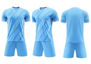 Ensemble de maillots de football américain sublimés bleu-noir pour hommes, col rond, manches courtes, polyester respirant, nom de l'équipe imprimé - Product Image 4