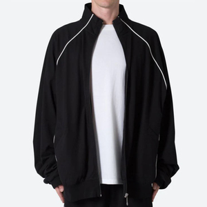 Plus Size <b>Lightweight</b> Breathable Windbreaker <b>Men</b>’s Contrast Piping Raglan Sleeve Zip-Up Polyester Oversized - Product Image 2