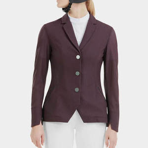 Veste d'équitation violette pour femme en coton et polyester, tenue de saut d'obstacles, coupe ajustable, manteau équestre, logo personnalisé, marque - Product Image 1