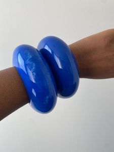 Bracelet jonc en résine acrylique turquoise marbrée pour femme, accessoires de bijoux, cadeau de fête, bracelet large et rond uni - Product Image 2